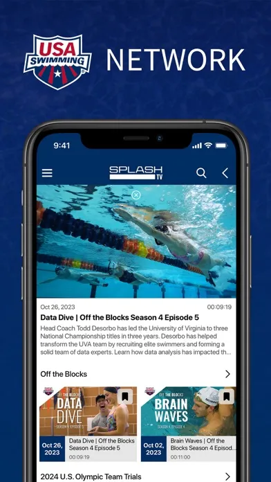 ภาพหน้าจอของ USA Swimming Network